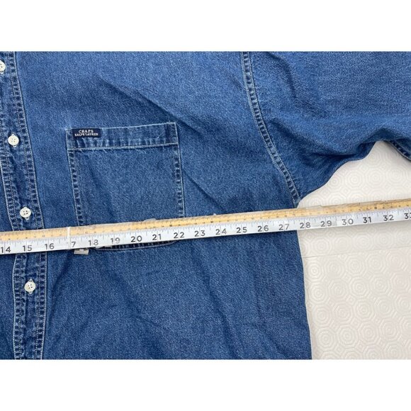 Vintage Chaps Ralph Lauren Thick Denim Jean Cotton Button Down Shirt Men's 2XL - Picture 5 of 8